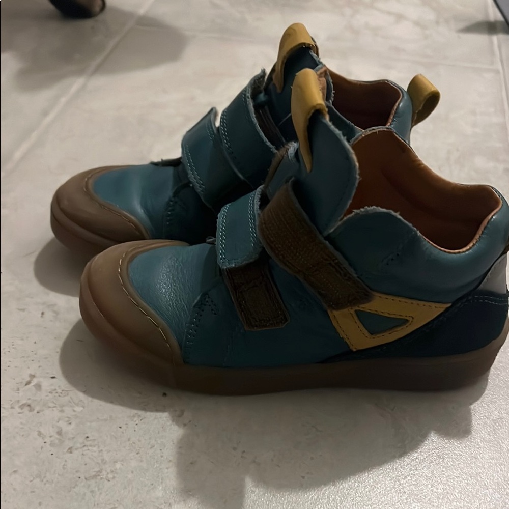 Blue and Yellow Sneakers with Velcro Closure and Sturdy Sole